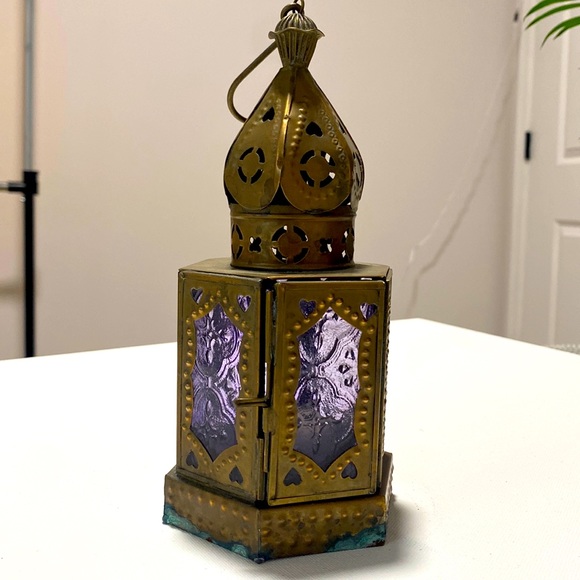 Rustic Lanterns green/Purple Stain Windows set of 4 - Picture 9 of 10